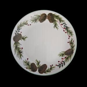Totally Today Pine Cone Christmas Salad Plates Set of 4 Holiday Ceramic